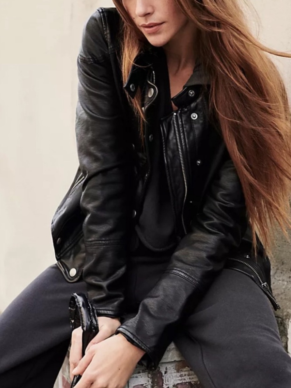 Free People We The Free Fenix Vegan suede moto jacket